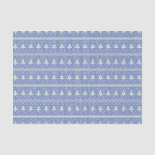 Silhouette Holiday Trees Pattern Blue Tissuepapier (Voorkant)