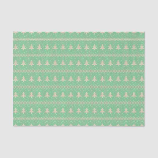 Silhouette Holiday Trees Pattern Mint Green Tissuepapier (Voorkant)
