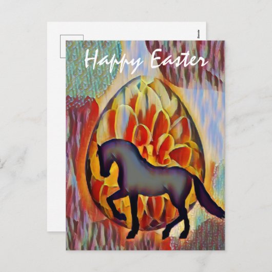Silhouette Horse and Easter Happy Easter Feestdagenkaart (Voorkant / Achterkant)