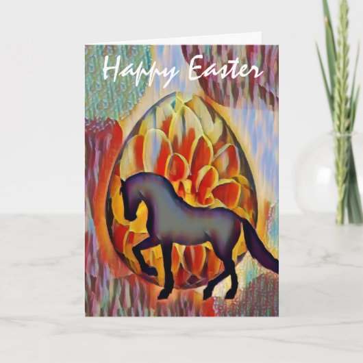 Silhouette Horse and Easter Happy Easter Kaart (Voorkant)