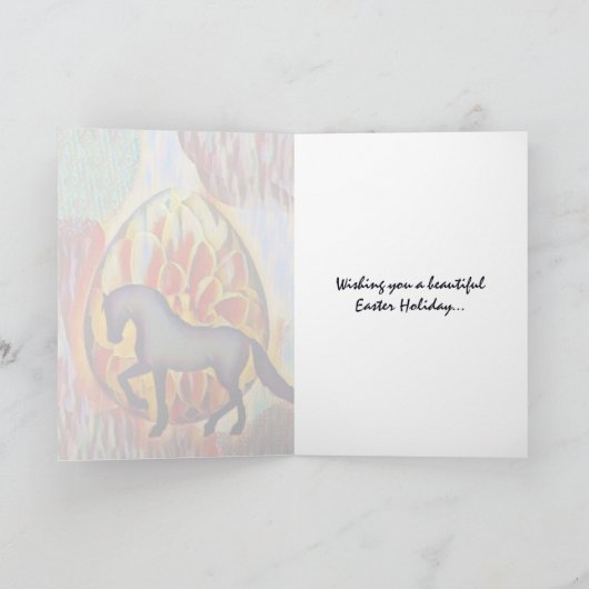 Silhouette Horse and Easter Happy Easter Kaart (Binnen)