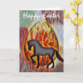 Silhouette Horse and Easter Happy Easter Kaart (Gele Bloem)