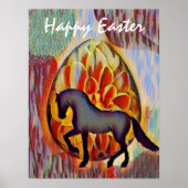 Silhouette Horse and Easter Happy Easter Poster (Voorkant)