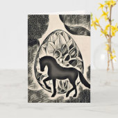 Silhouette Horse and Easter Kaart (Gele Bloem)