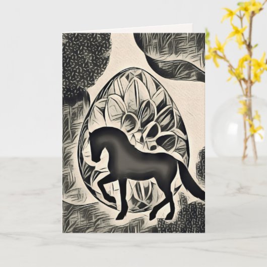 Silhouette Horse and Easter Kaart (Gele Bloem)
