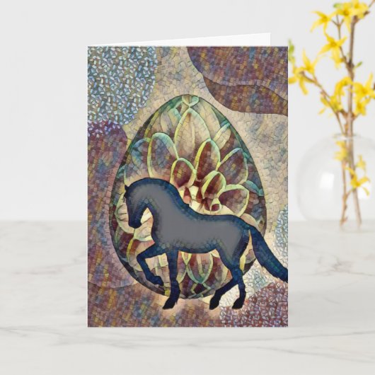  Silhouette Horse and Easter Kaart (Gele Bloem)