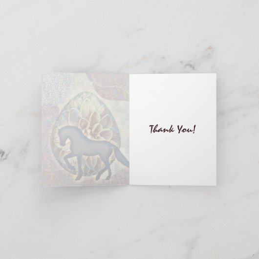  Silhouette Horse and Flower Easter Egg Bedankkaart (Binnen)