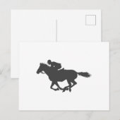 Silhouette horse jockey - Kies achtergrondkleur Briefkaart (Voorkant / Achterkant)