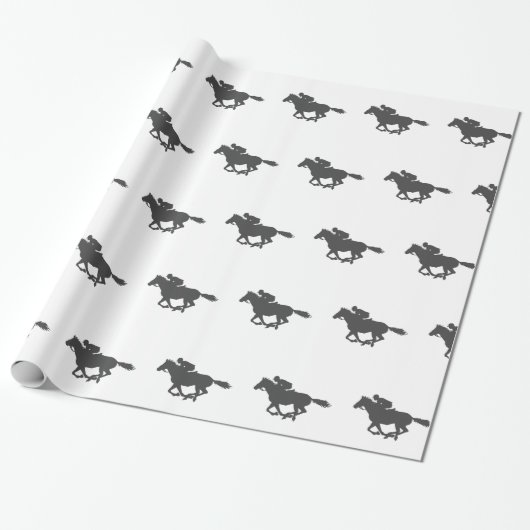Silhouette horse jockey - Kies achtergrondkleur Cadeaupapier (Uitgerold)