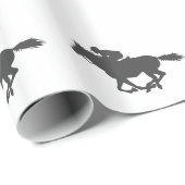 Silhouette horse jockey - Kies achtergrondkleur Cadeaupapier (Rol Hoek)