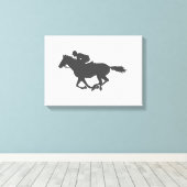 Silhouette horse jockey - Kies achtergrondkleur Canvas Afdruk (Insitu (Houten vloer))