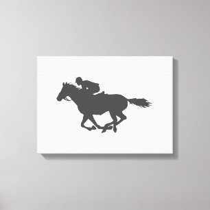 Silhouette horse jockey - Kies achtergrondkleur Canvas Afdruk