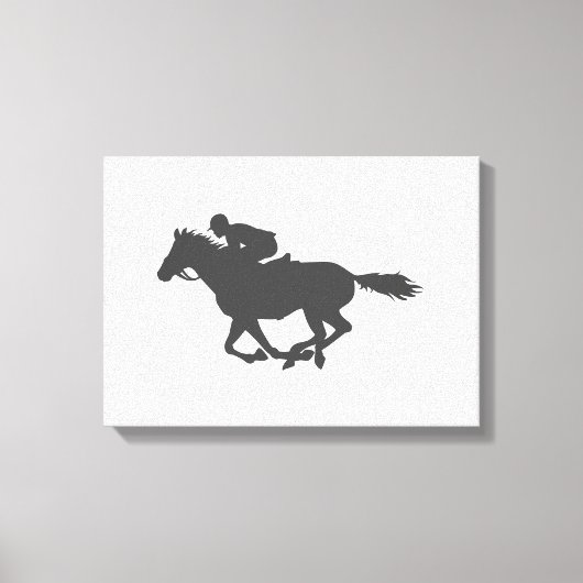 Silhouette horse jockey - Kies achtergrondkleur Canvas Afdruk (Voorkant)