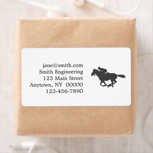 Silhouette horse jockey - Kies achtergrondkleur Etiket (Insitu)