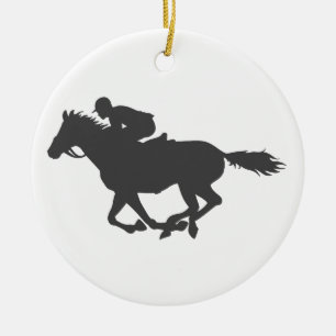 Silhouette horse jockey - Kies achtergrondkleur Keramisch Ornament