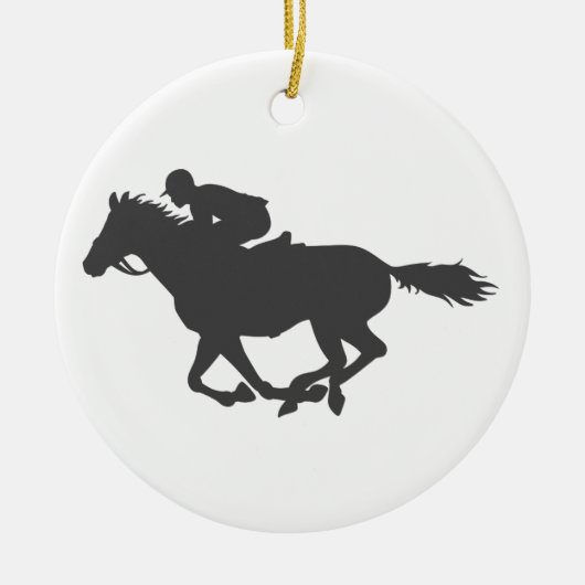 Silhouette horse jockey - Kies achtergrondkleur Keramisch Ornament (Voorkant)