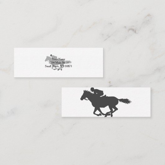 Silhouette horse jockey - Kies achtergrondkleur Mini Visitekaartje (Voorkant / Achterkant)