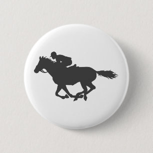 Silhouette horse jockey - Kies achtergrondkleur Ronde Button 5,7 Cm