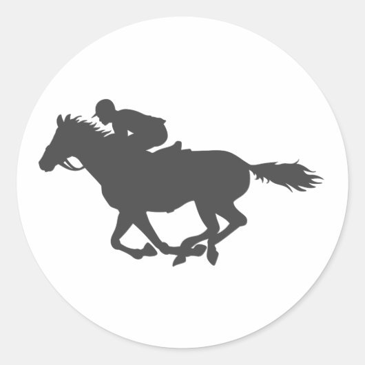 Silhouette horse jockey - Kies achtergrondkleur Ronde Sticker (Voorkant)