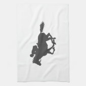 Silhouette horse jockey - Kies achtergrondkleur Theedoek (Verticaal)