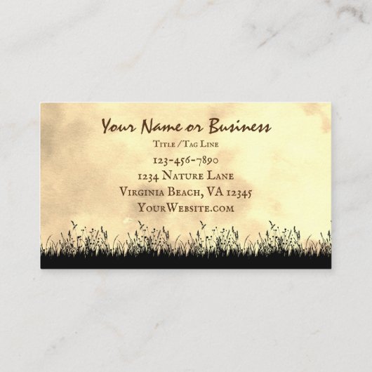 Silhouette Horses Grazing in het veld bij zonsonde Visitekaartje (Achterkant)