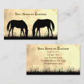 Silhouette Horses Grazing in het veld bij zonsonde Visitekaartje (Voorkant / Achterkant)