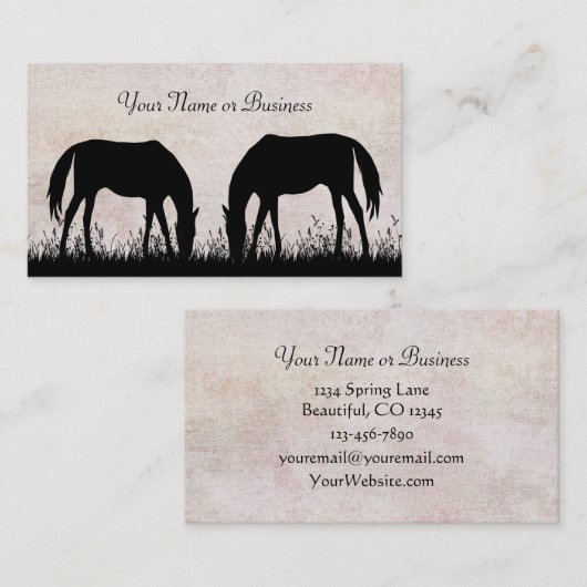 Silhouette Horses Grazing Zakelijk of Persoonlijk Contactkaartje (Voorkant / Achterkant)