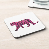 Silhouette Hot Pink en Black Tiger Bier Onderzetter (Linkerzijde)