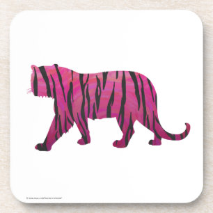 Silhouette Hot Pink en Black Tiger Bier Onderzetter