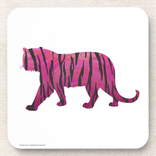 Silhouette Hot Pink en Black Tiger Bier Onderzetter (Voorkant)
