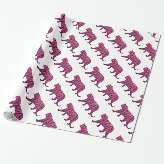 Silhouette Hot Pink en Black Tiger Cadeaupapier (Uitgerold)