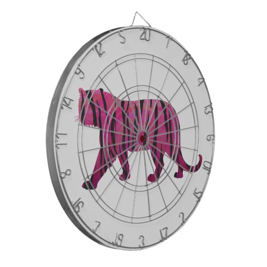 Silhouette Hot Pink en Black Tiger Dartbord (Voorkant Links)