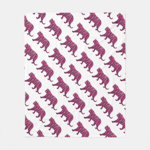Silhouette Hot Pink en Black Tiger Fleece Deken