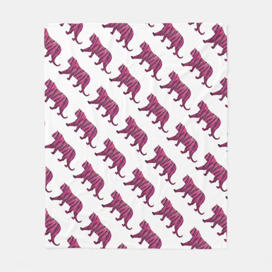 Silhouette Hot Pink en Black Tiger Fleece Deken (Voorkant)