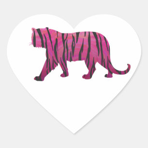Silhouette Hot Pink en Black Tiger Hart Sticker