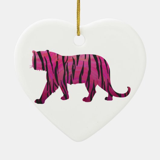 Silhouette Hot Pink en Black Tiger Keramisch Ornament (Achterkant)