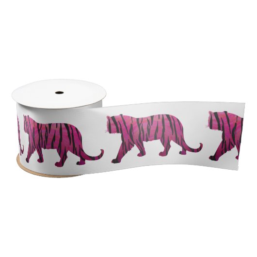 Silhouette Hot Pink en Black Tiger Satijnen Lint (Spoel)