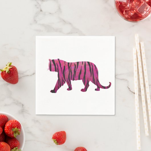 Silhouette Hot Pink en Black Tiger Servetten (Insitu)