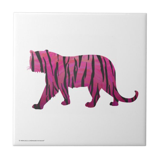 Silhouette Hot Pink en Black Tiger Tegeltje (Voorkant)