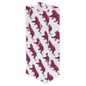 Silhouette Hot Pink en Black Tiger Wijn Cadeautas (Achterkant Gekanteld)