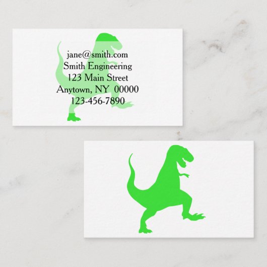 Silhouette illustratie van een tyrannosaurus rex visitekaartje (Voorkant / Achterkant)