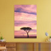 Silhouette image of acacia tree at sunrise canvas afdruk (Insitu (Woonkamer))