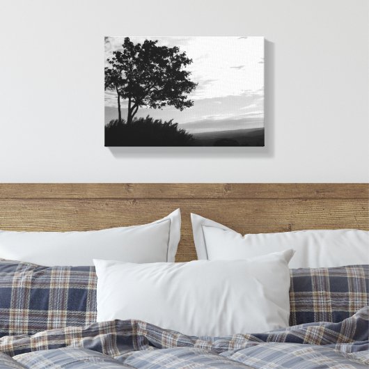 Silhouette in zwart-wit canvas afdruk (Insitu (Slaapkamer))