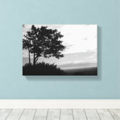 Silhouette in zwart-wit canvas afdruk (Insitu (Houten vloer))