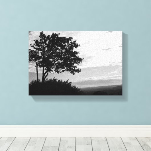 Silhouette in zwart-wit canvas afdruk (Insitu (Houten vloer))