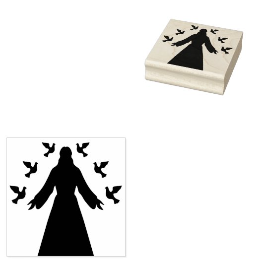 Silhouette Jesus met duiven Rubberstempel (Gestempeld)