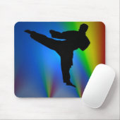 Silhouette karate man, mousepad muismat (Met muis)