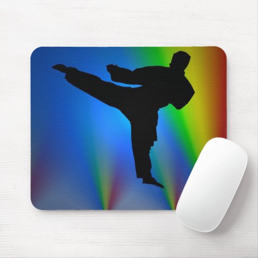 Silhouette karate man, mousepad muismat (Met muis)