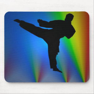 Silhouette karate man, mousepad muismat