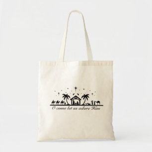 Silhouette kerstfeestscène tote bag